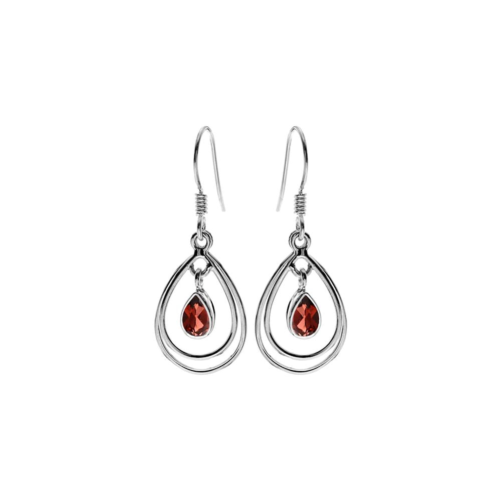 Ivy double teardrop faceted garnet earrings