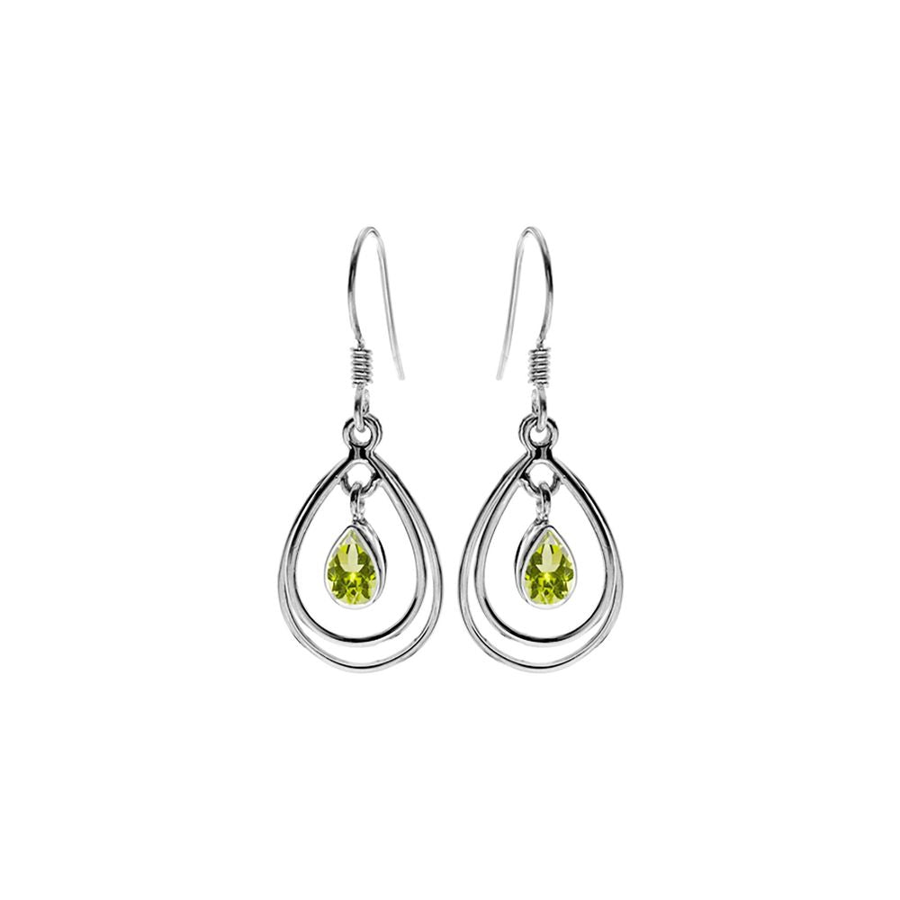 Ivy double teardrop faceted peridot earrings