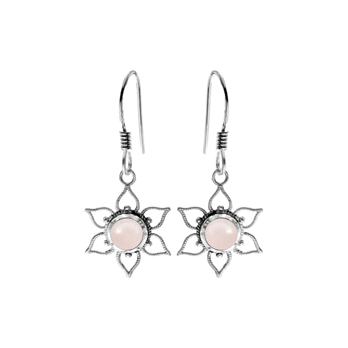 Catalina rose quartz vintage flower earrings