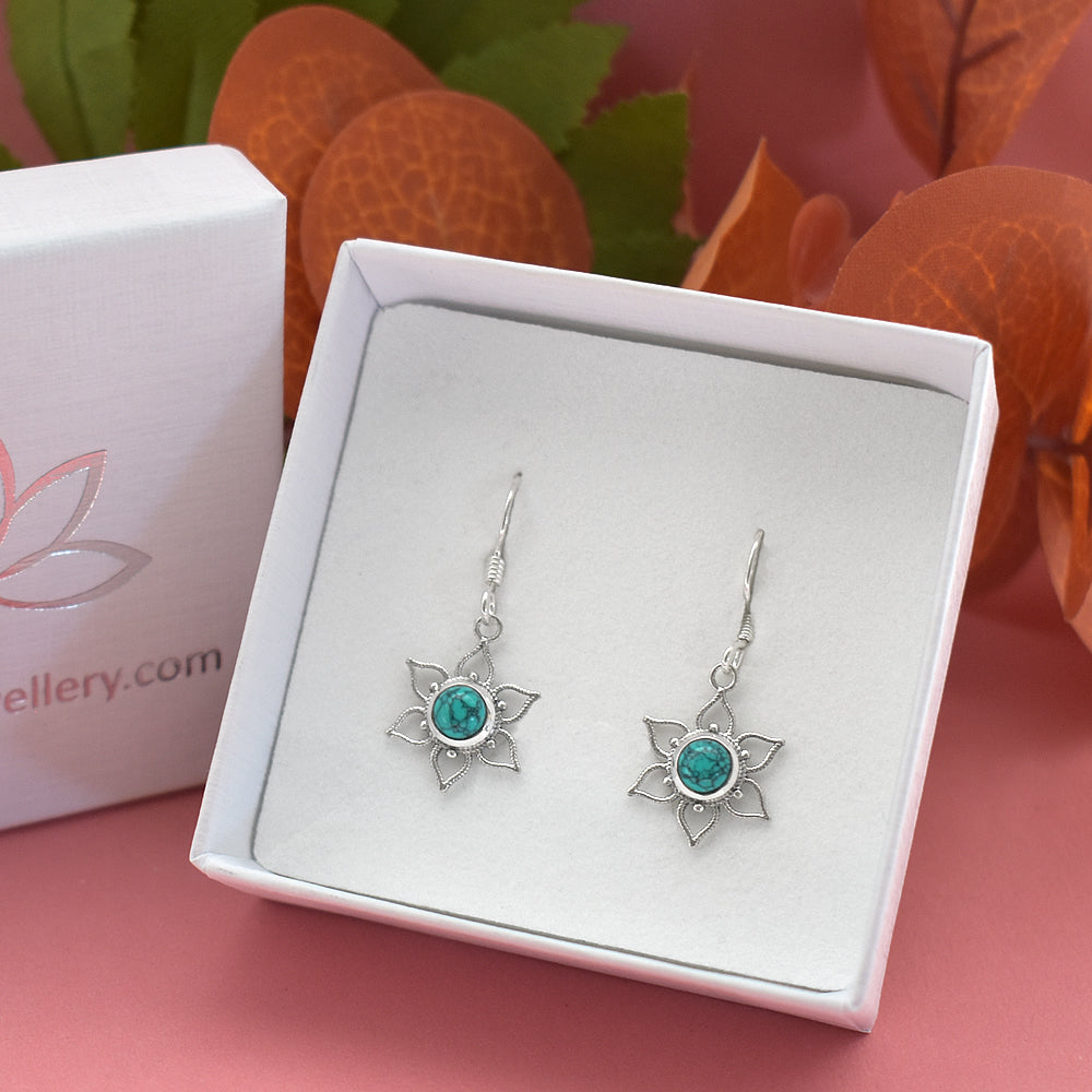 Catalina turquoise vintage flower earrings