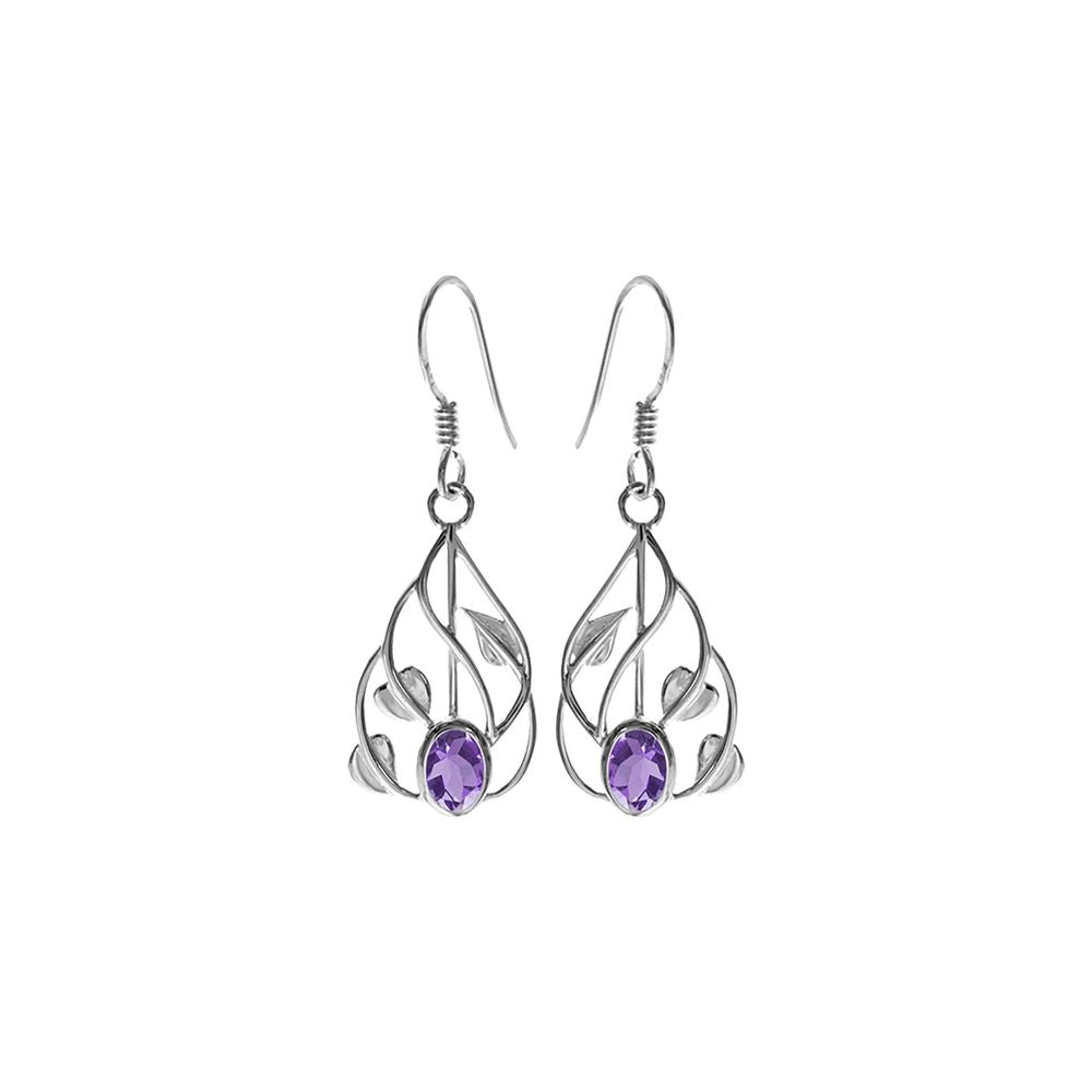 Lola teardrop faceted amethyst vine earrings