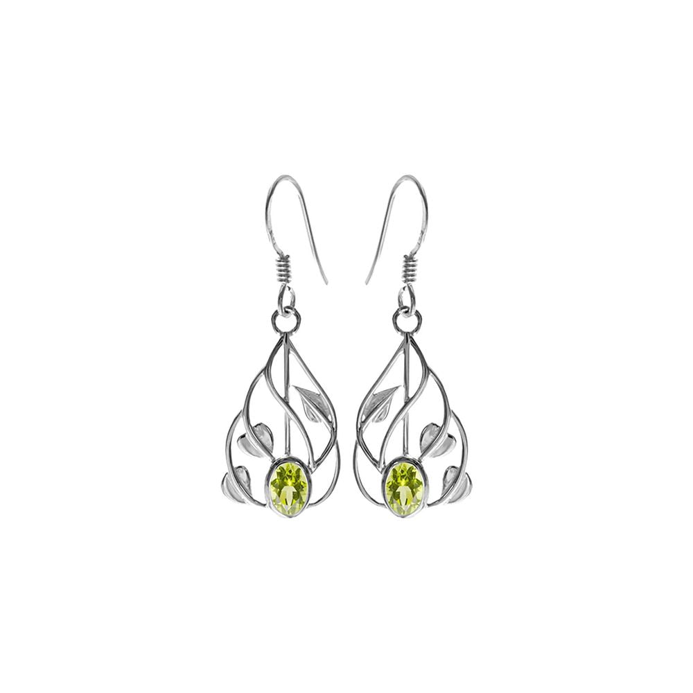 Lola teardrop faceted peridot vine earrings
