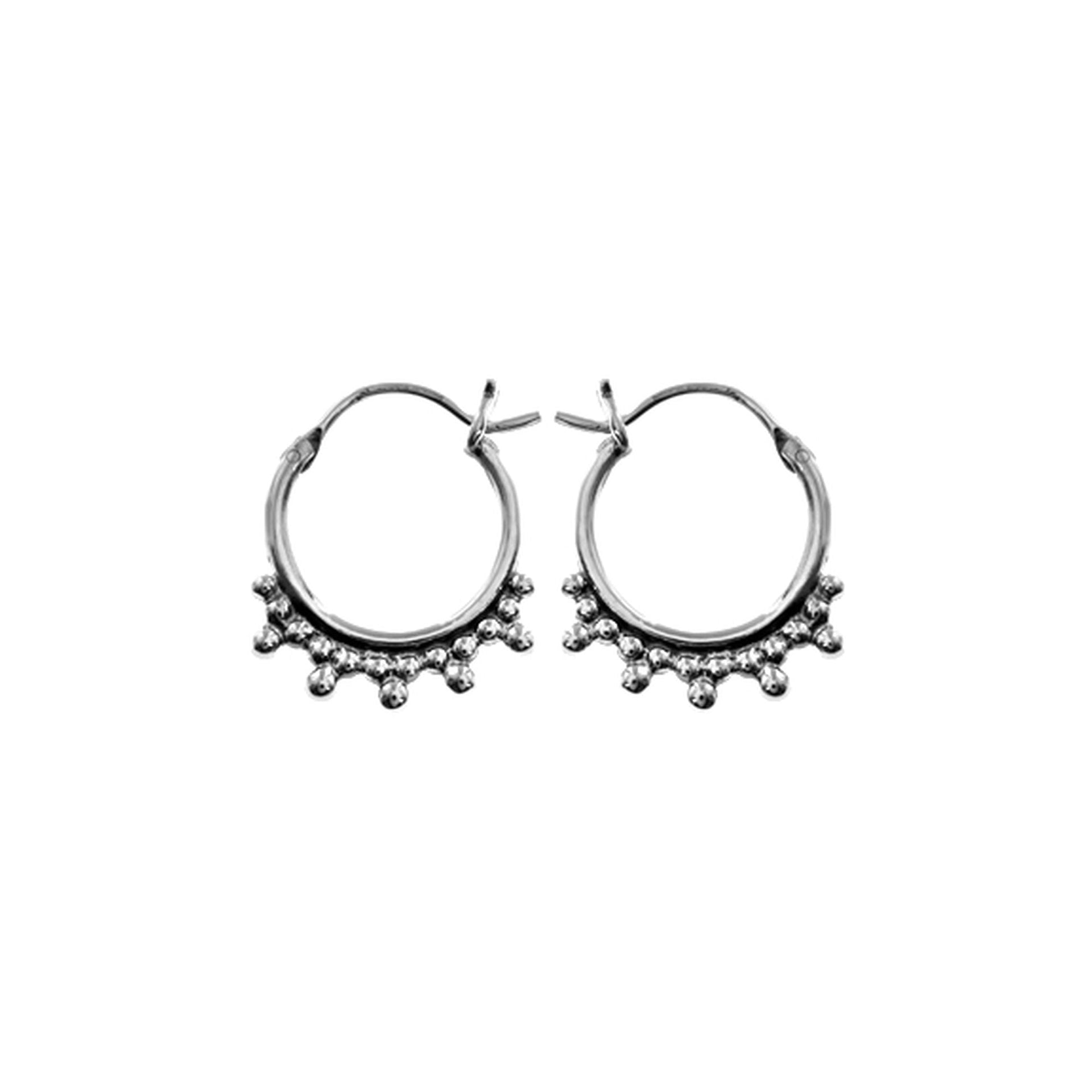 Catalina hoops with oxidised boho ball design