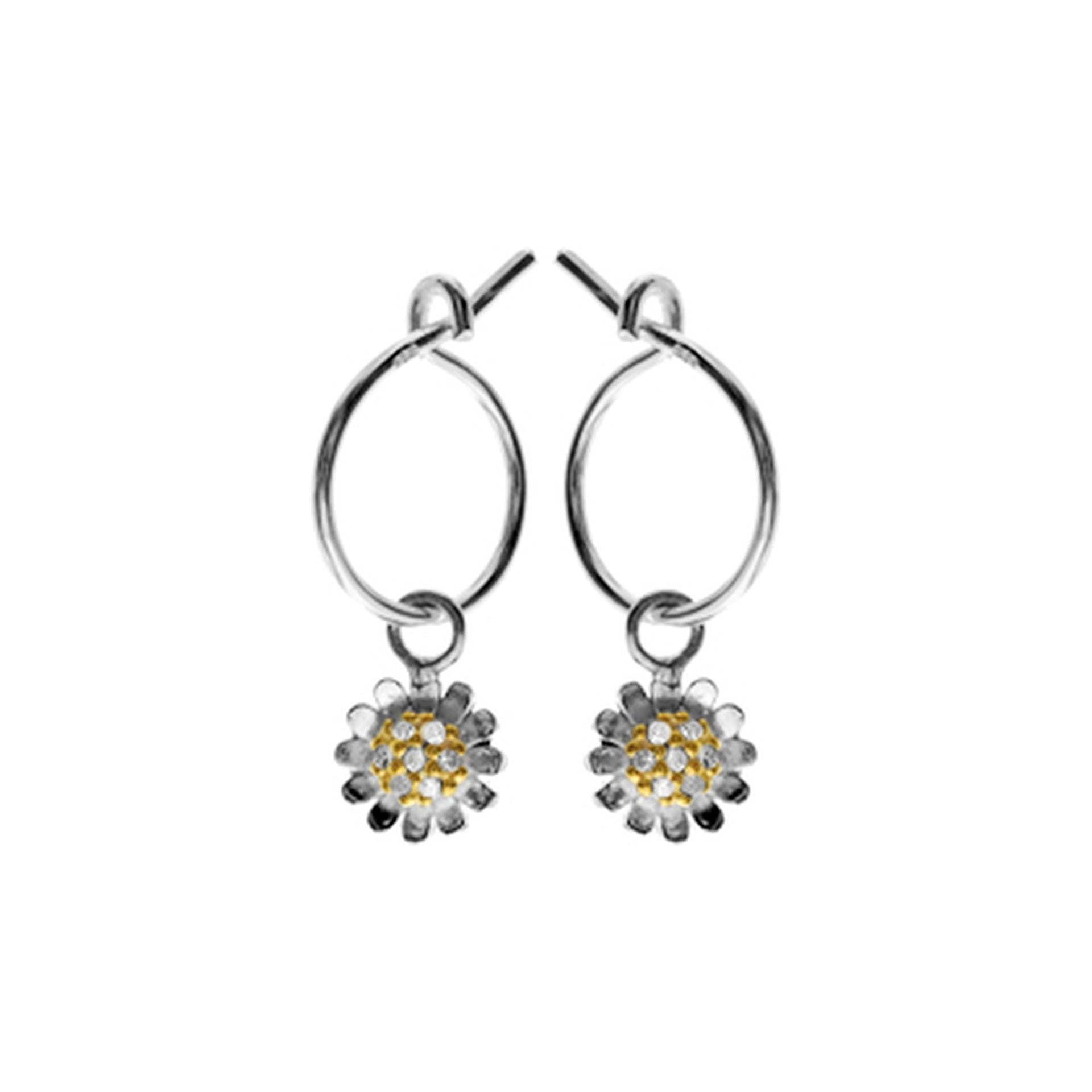 Carla hoops with CZ & gold plated daisy charm