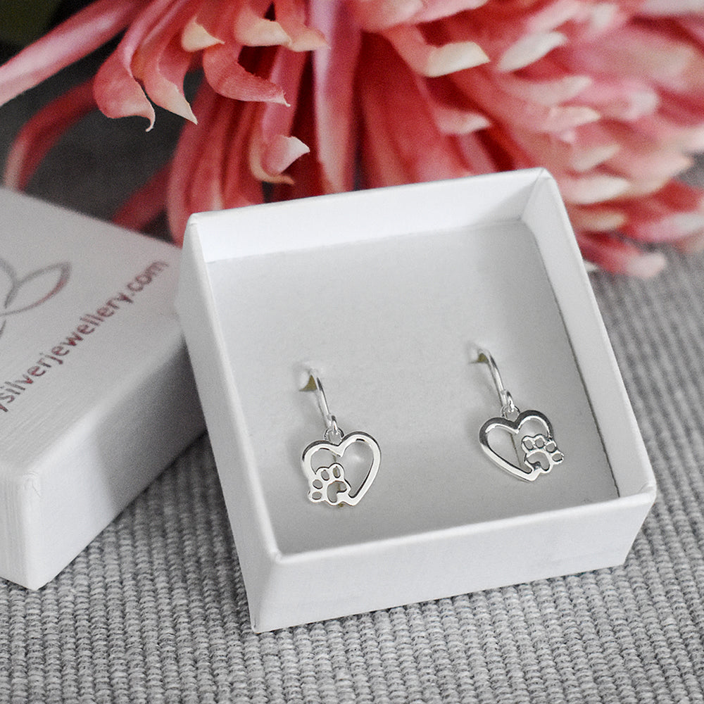 Matilda heart pawprint earrings