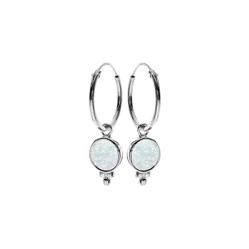 Shannon round white opal charm sleepers