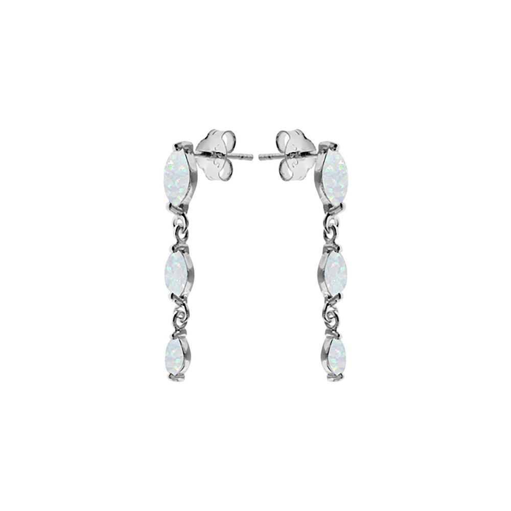 Bethan triple drop white opal earrings