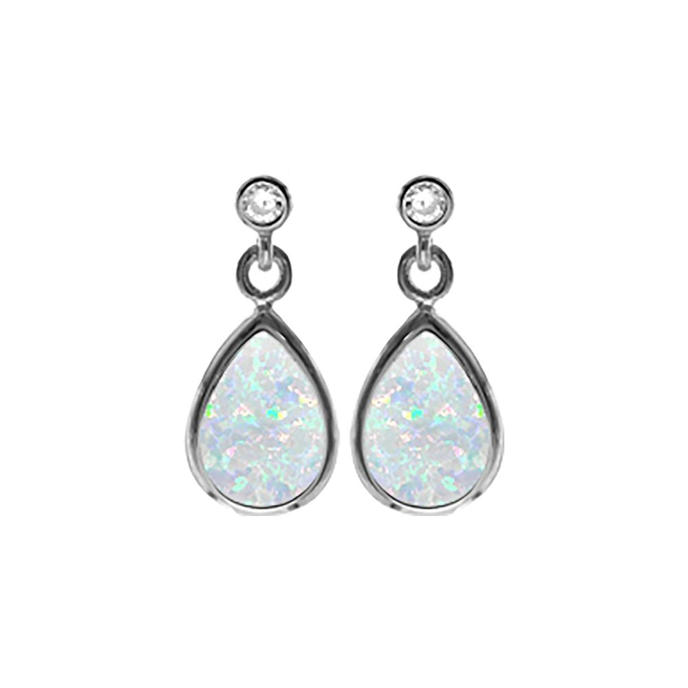 Alexis CZ topped white opalique teardrop earrings