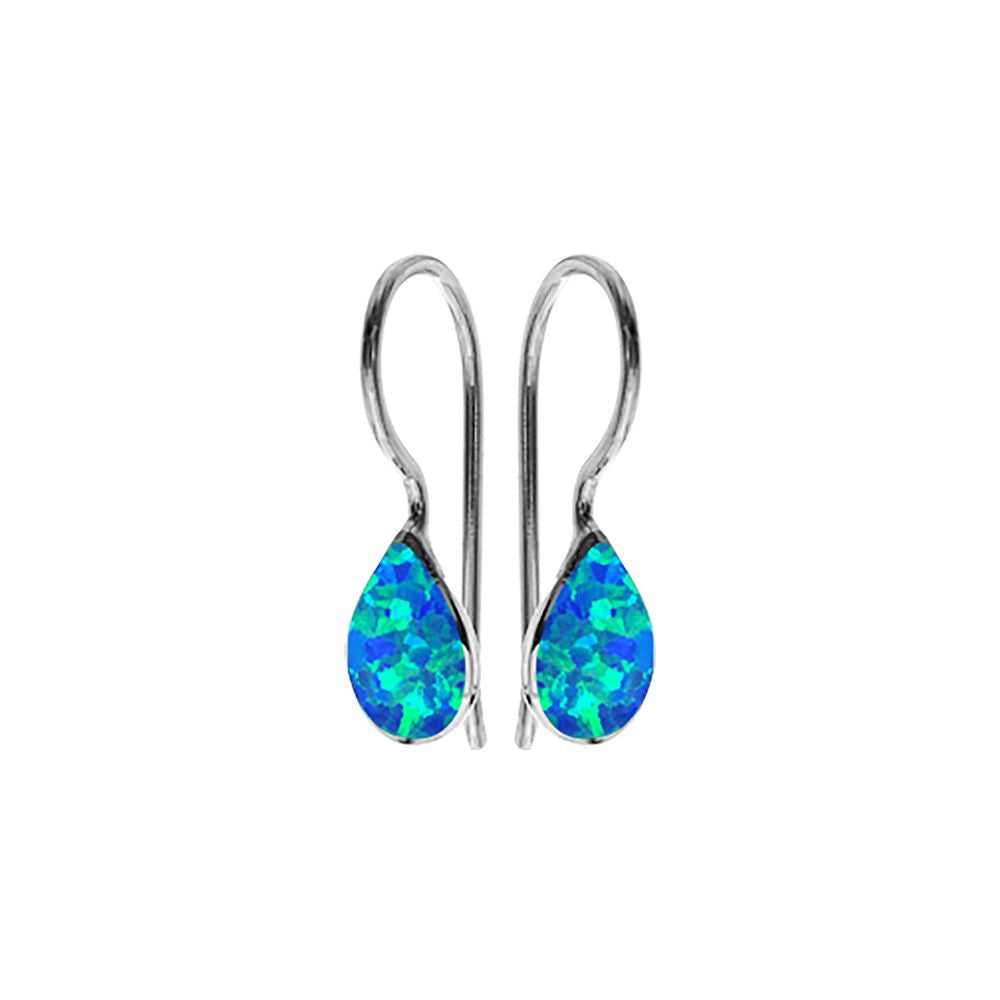 Diana teardrop fixed hook blue opal earrings