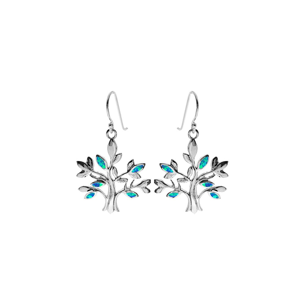 Emerie blue opal tree of life earrings