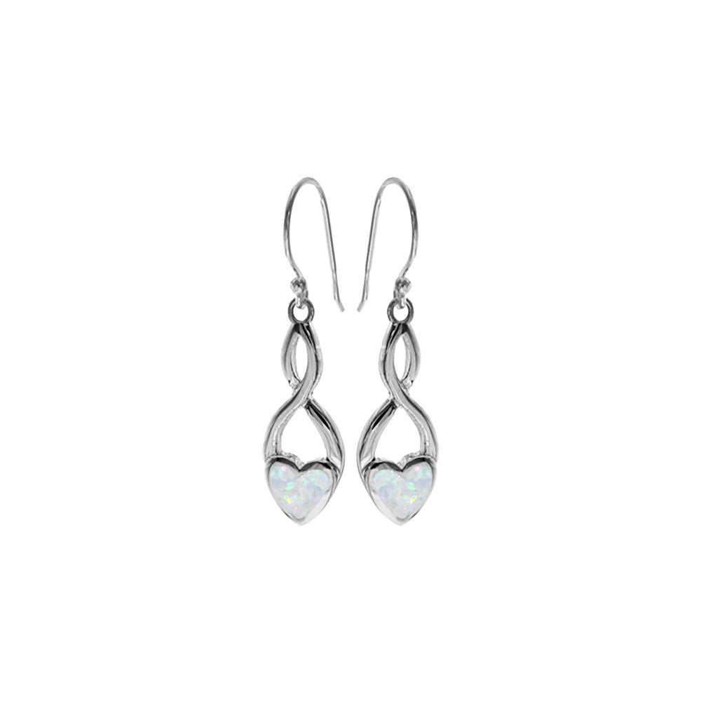 Antoinette white opalique infinity heart earrings