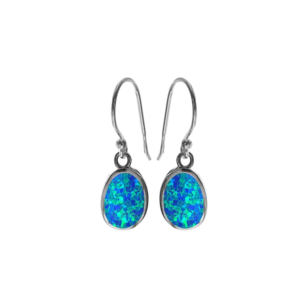 Diana oval blue opal earrings