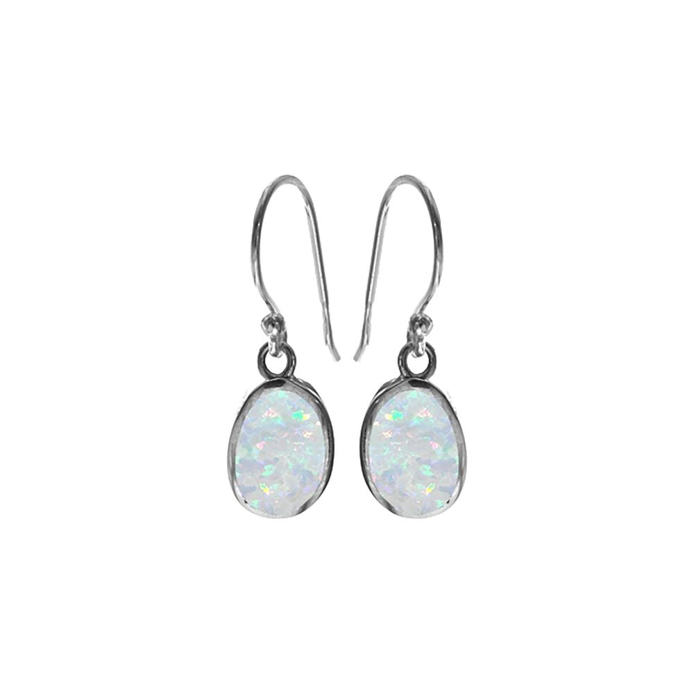 Diana oval white opal earrings