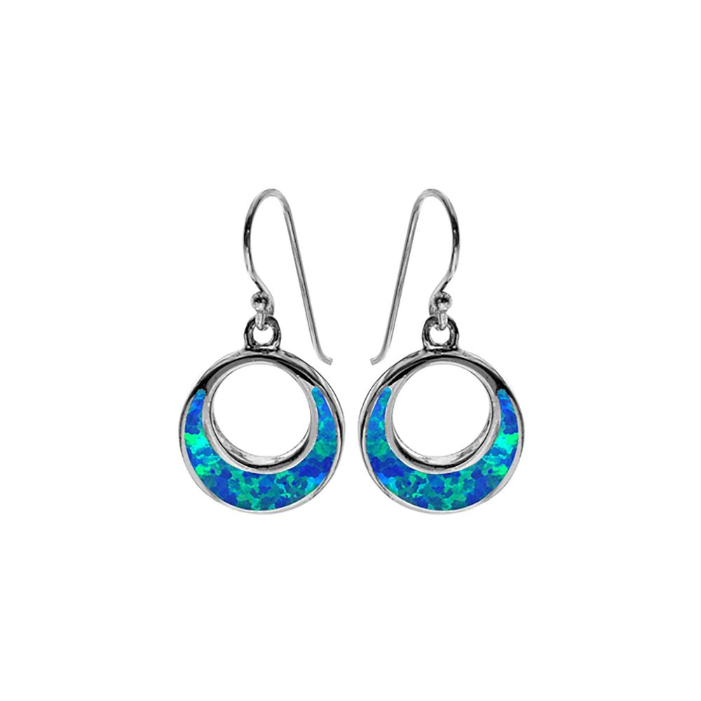 Diana halo moon blue opal earrings