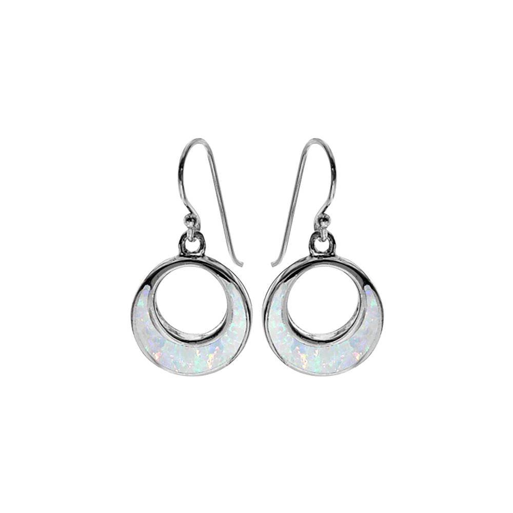 Diana halo moon white opal earrings