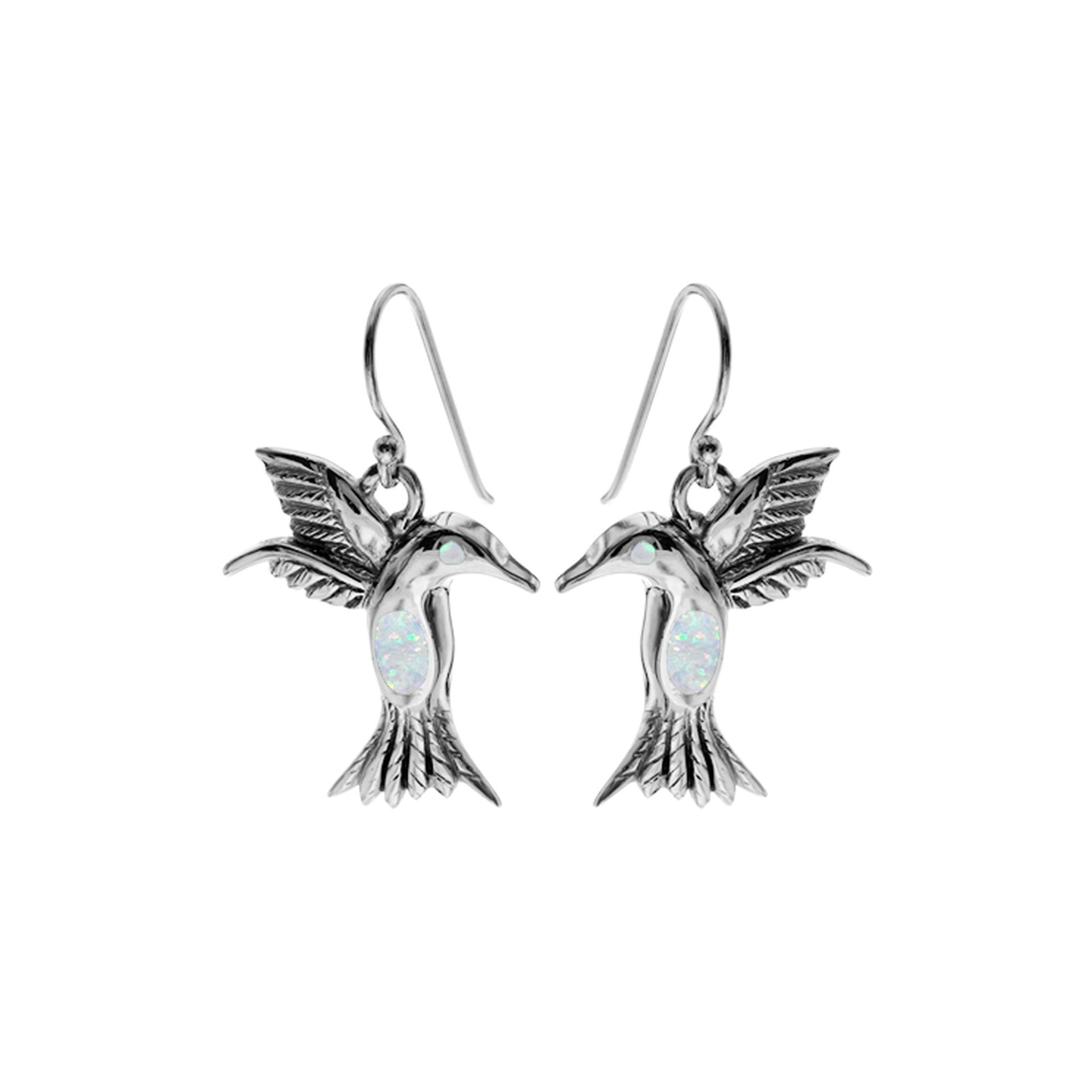 Emerie white opal hummingbird earrings