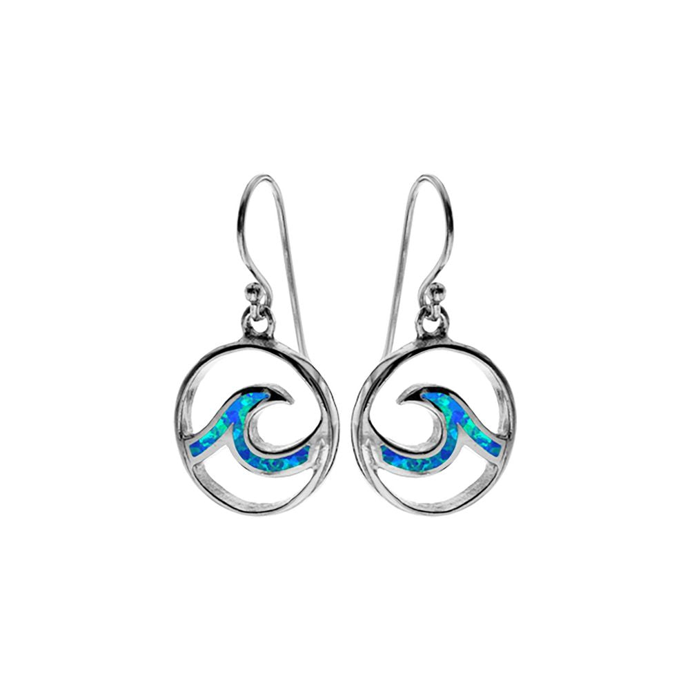 Ana blue opal encircled wave earrings