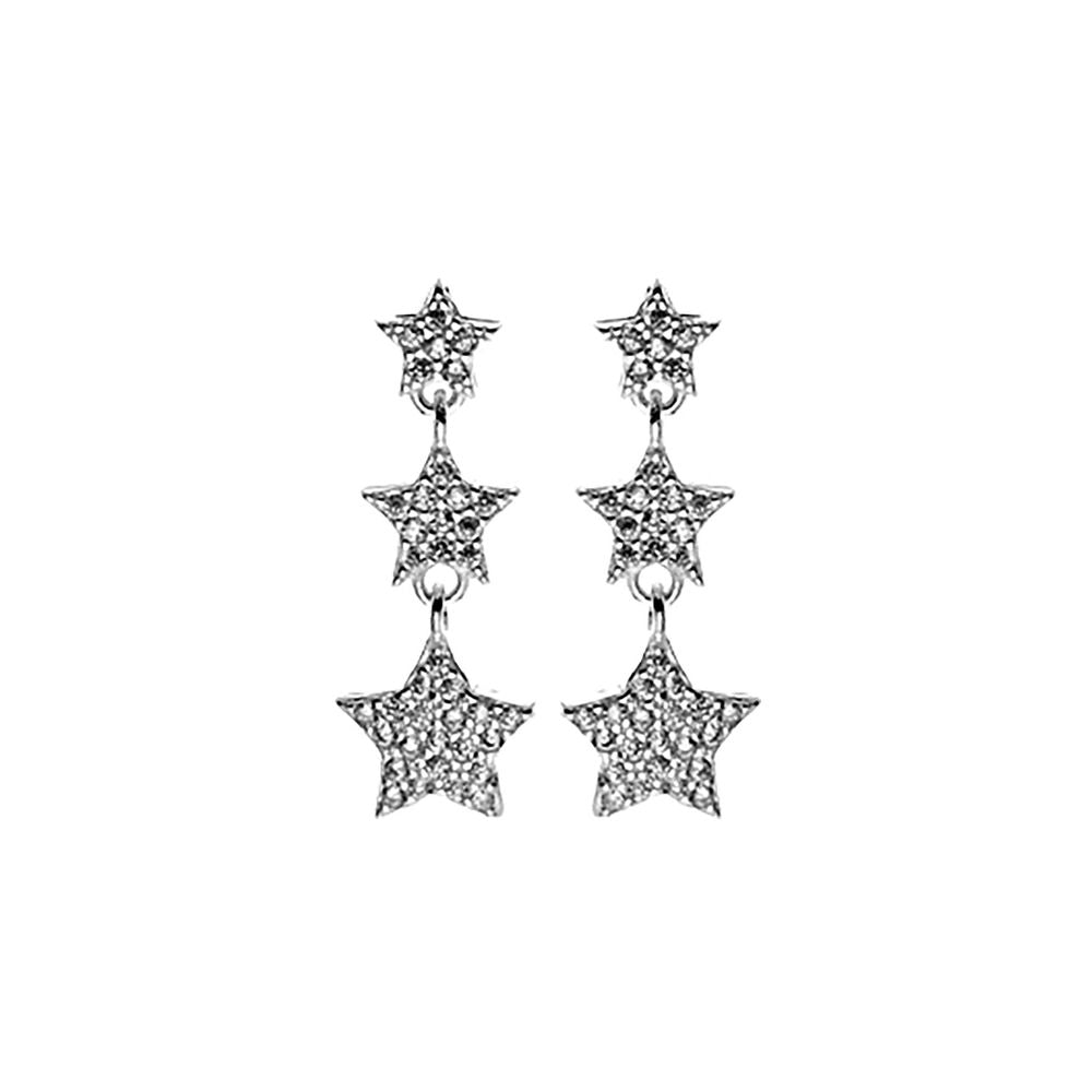 Natalie triple CZ-set star drop earrings
