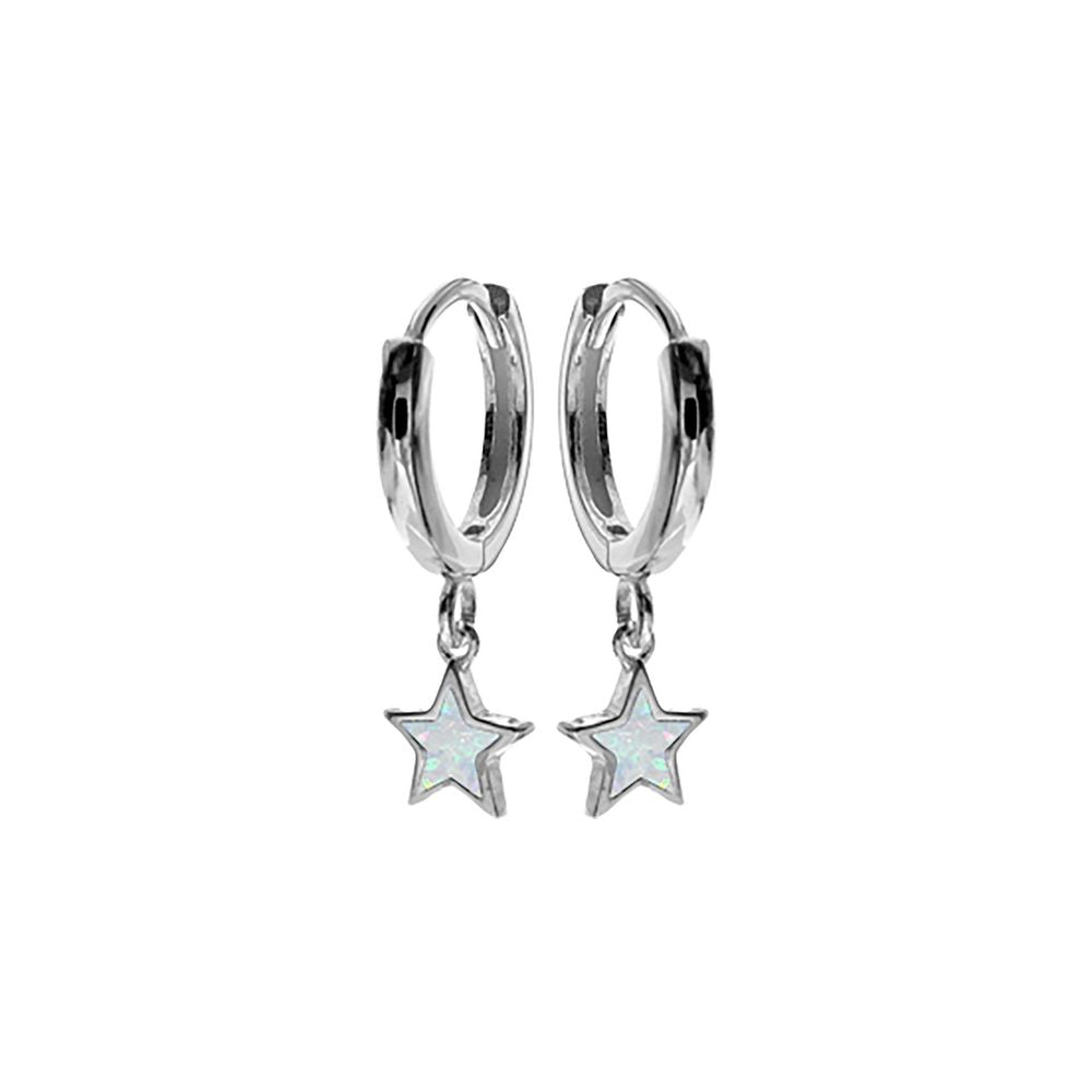 Diana hoops white opal star drop