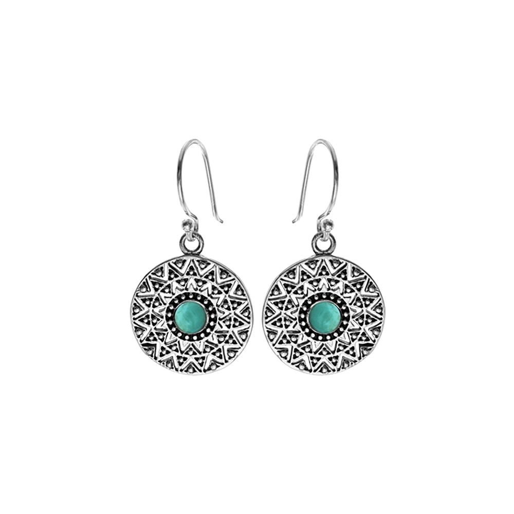 Zora patterned turquoise coin earrings