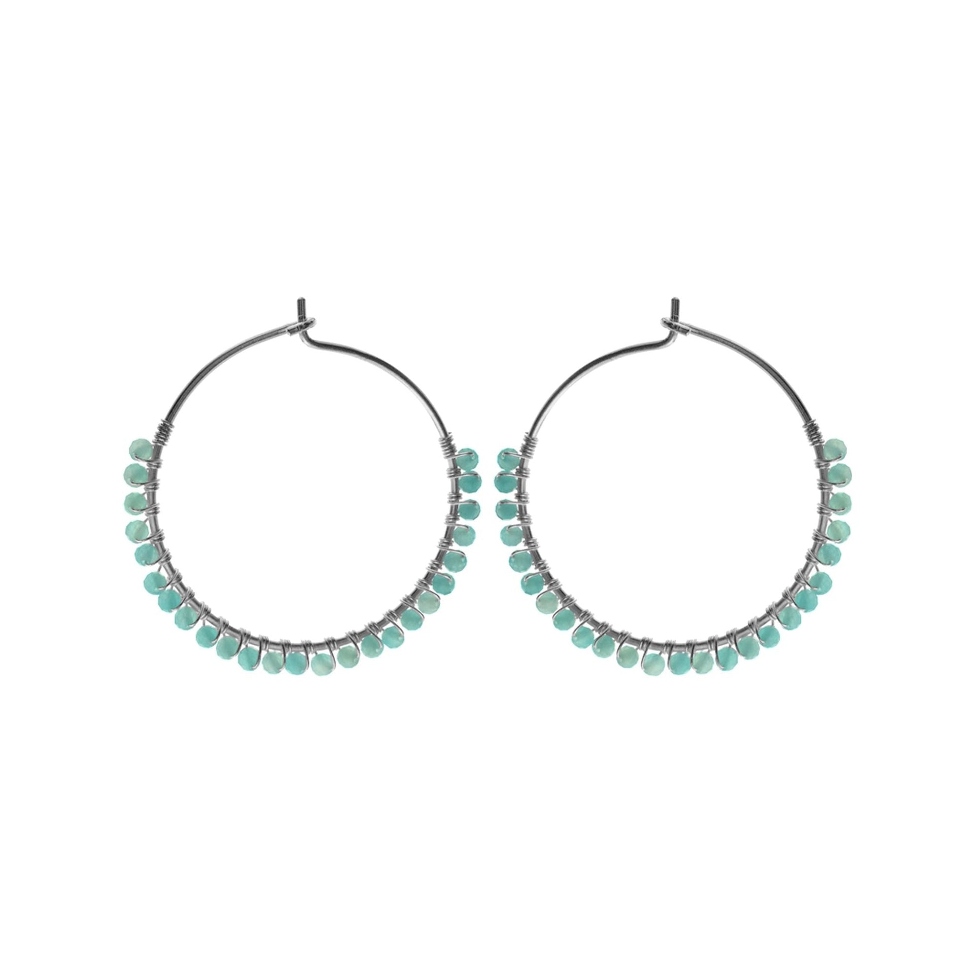 Sophia hanging amazonite bead hoops