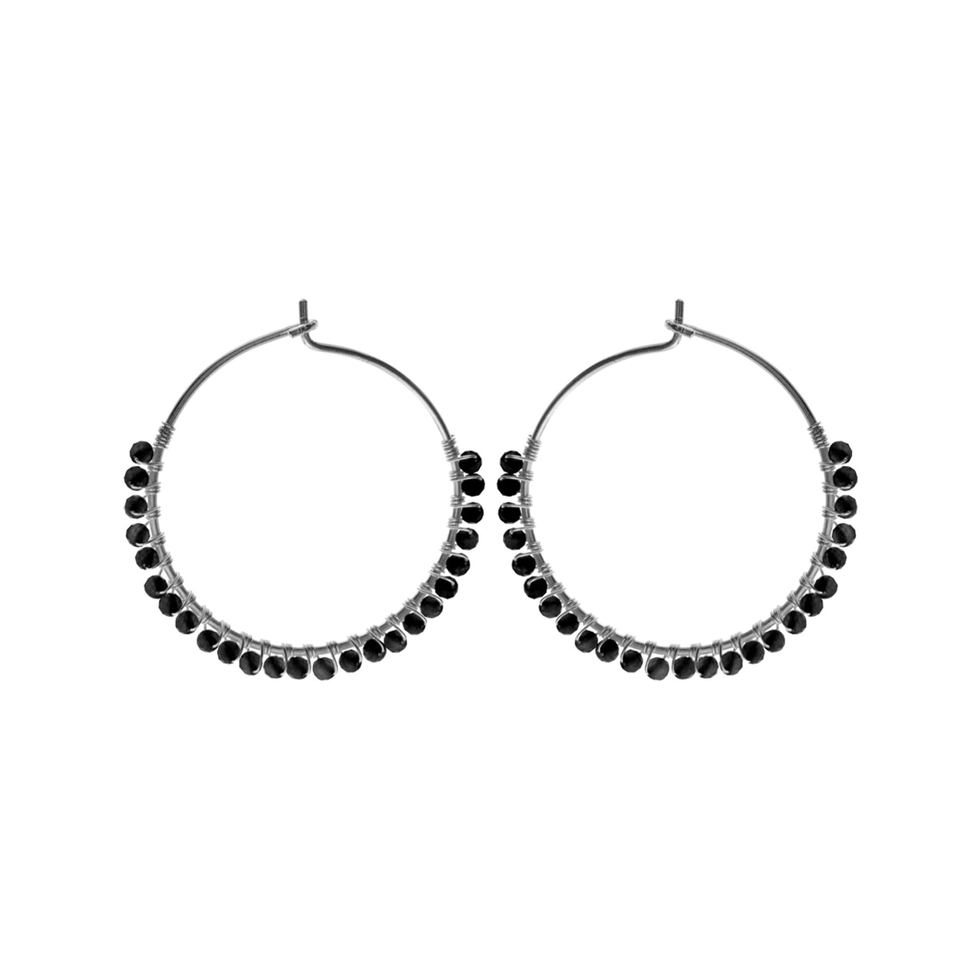Sophia hanging black onyx bead hoops