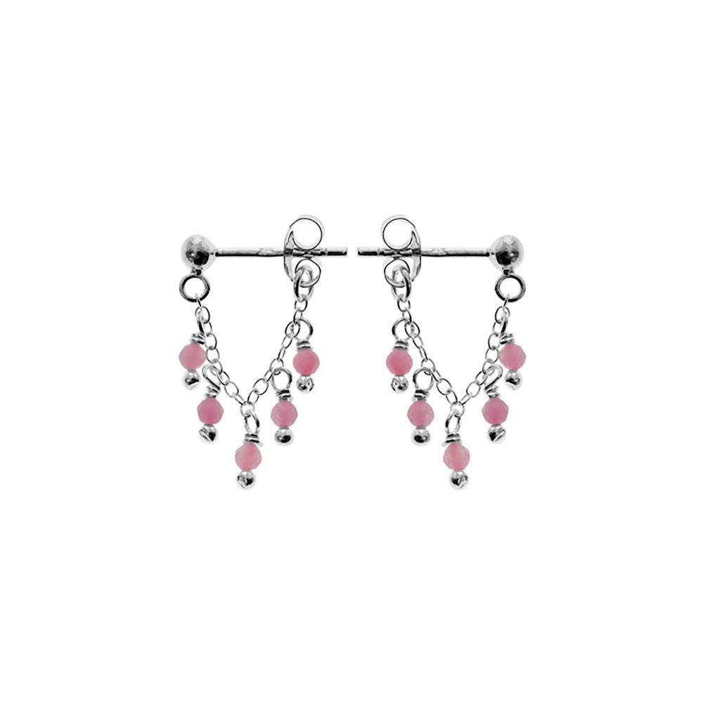 Sophia chain looped pink tourmaline earrings