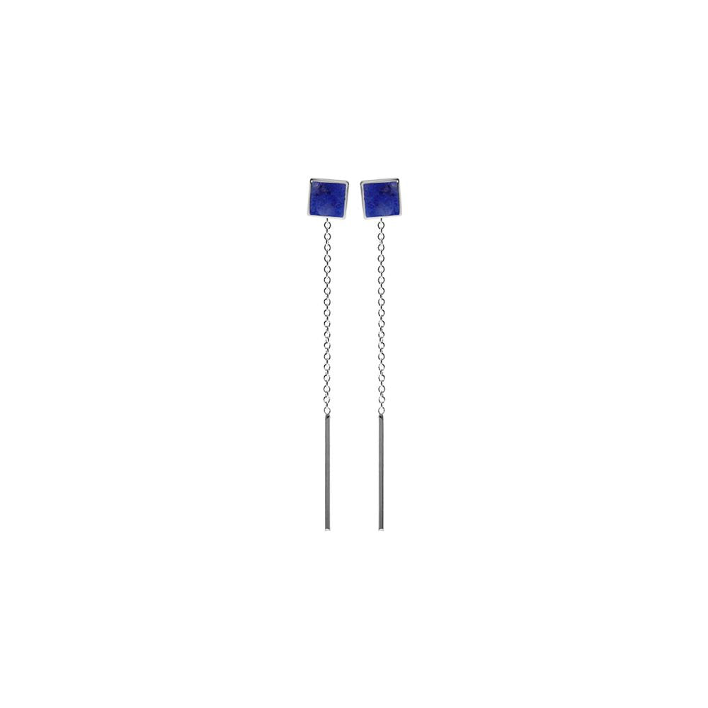 Bronwen square lapis lazuli pull through earrings