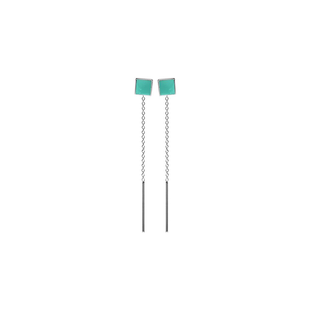 Bronwen square turquoise pull through earrings
