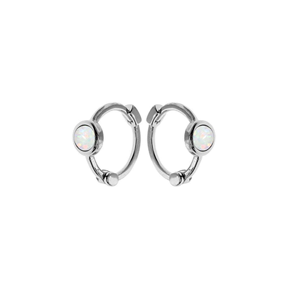 Angelica small huggies white opal