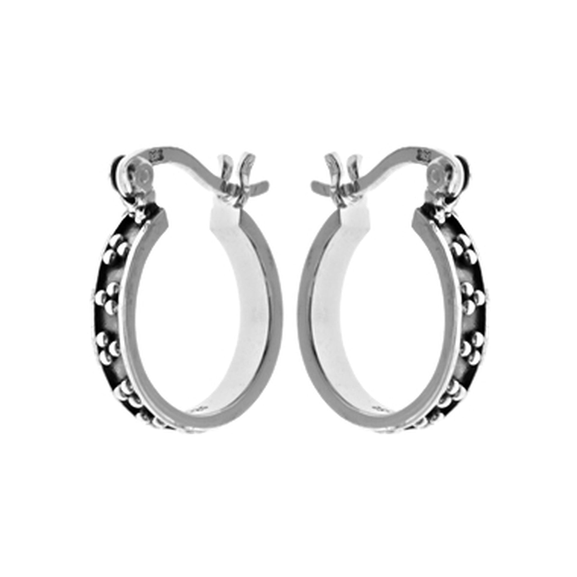 Flat fronted hoops with oxidised dotty design