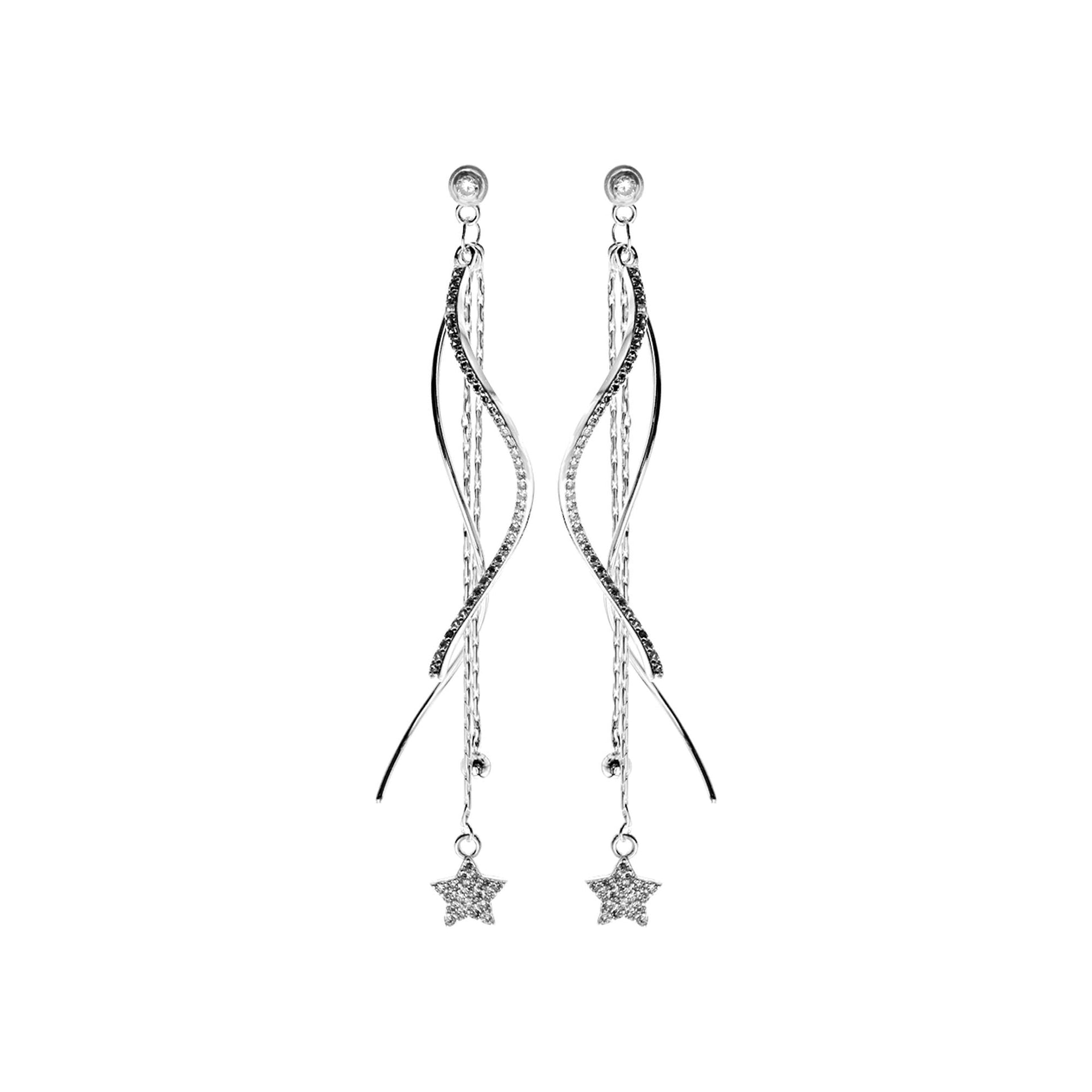 Freefall twist & star chain silver studs