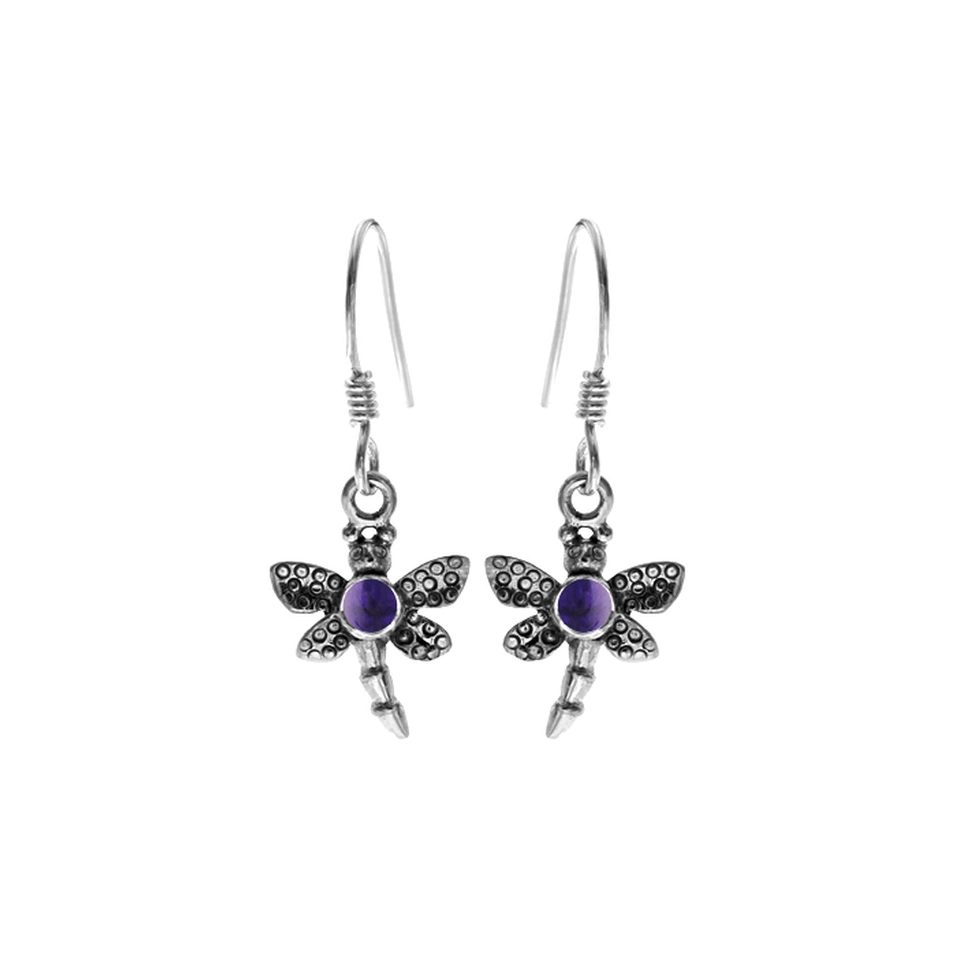Anya dragonfly with amethyst earrings