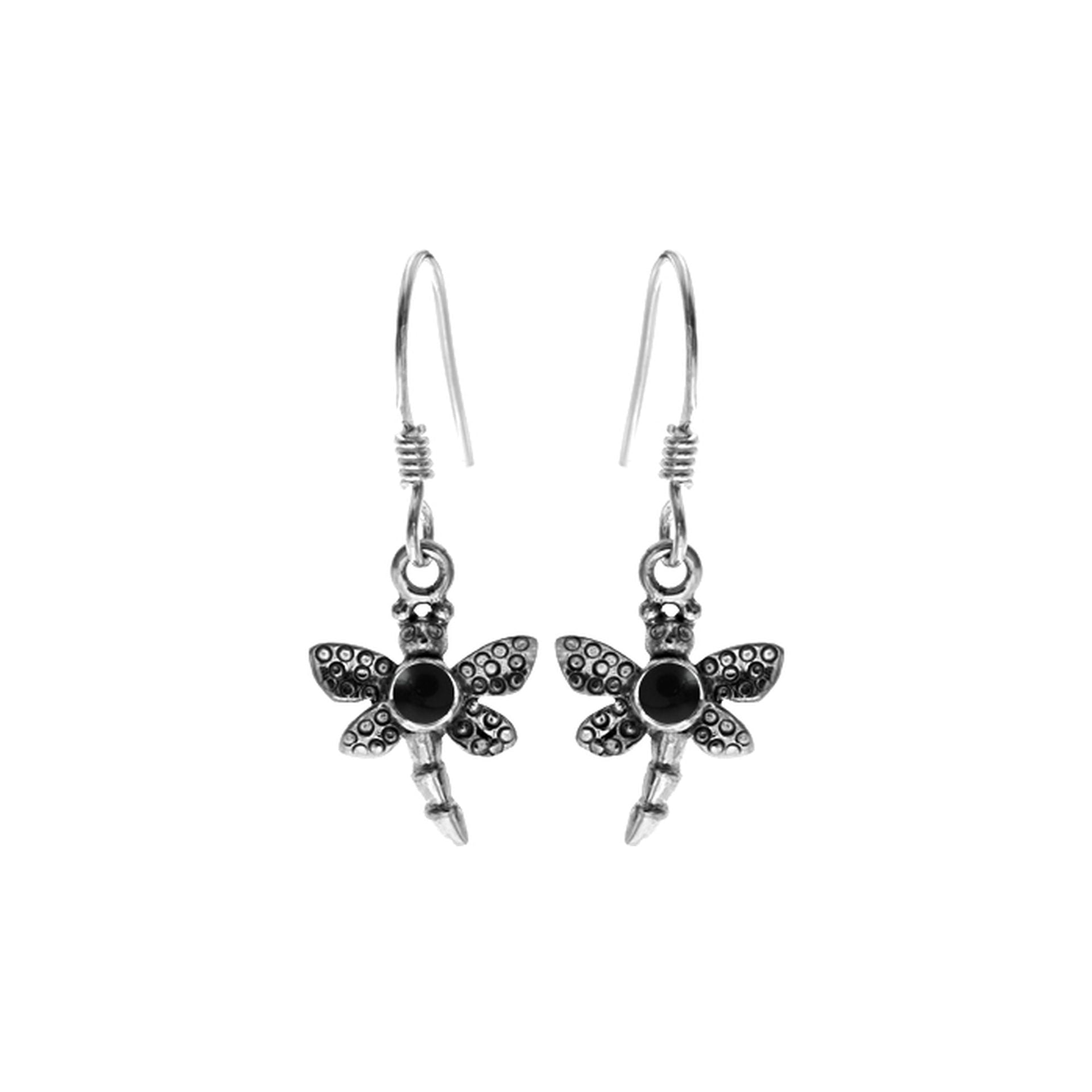 Anya dragonfly with black onyx earrings