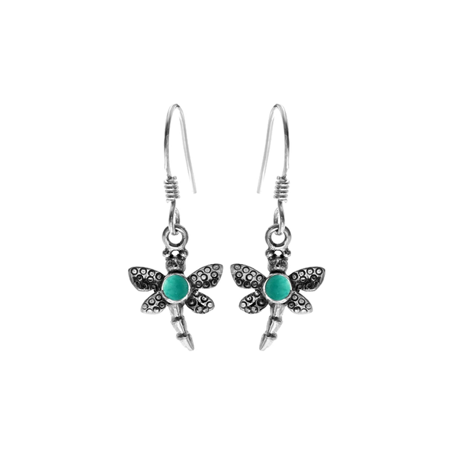 Anya dragonfly with turquoise earrings