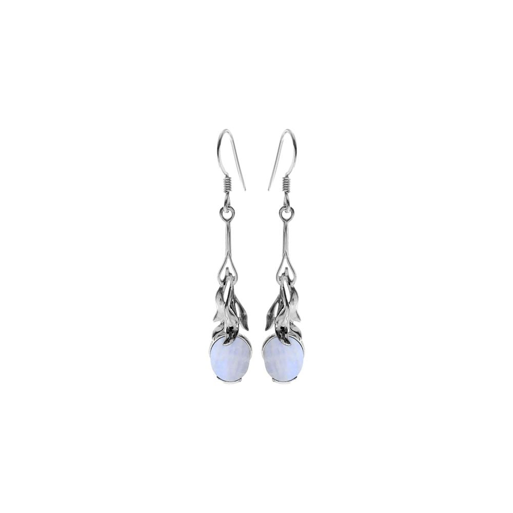 Tilly rainbow moonstone stem & leaves earrings