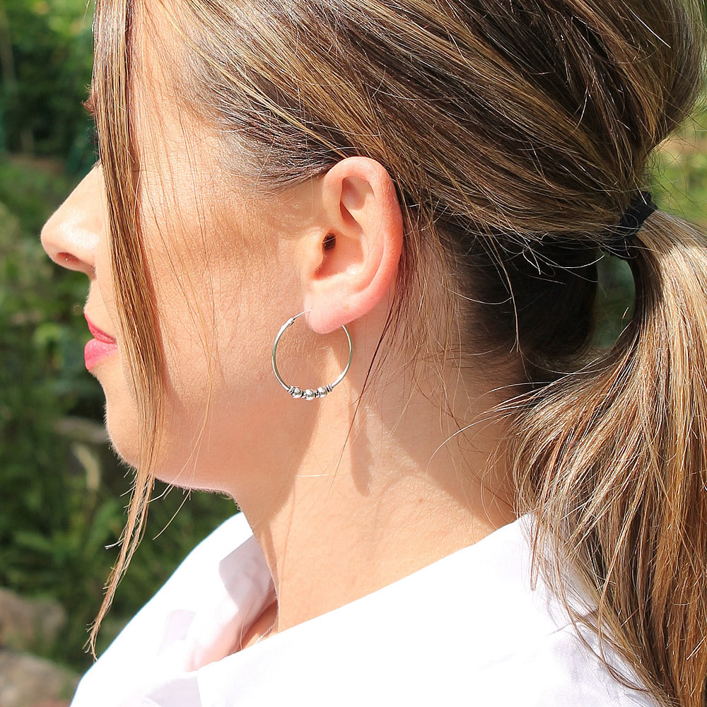 Isla triple bead bali style hoops