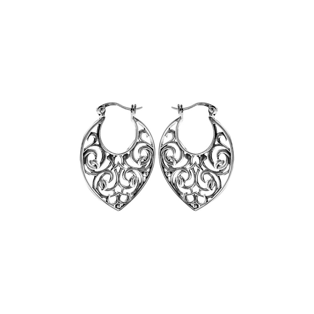 Liana scroll design teardrop hoop earrings