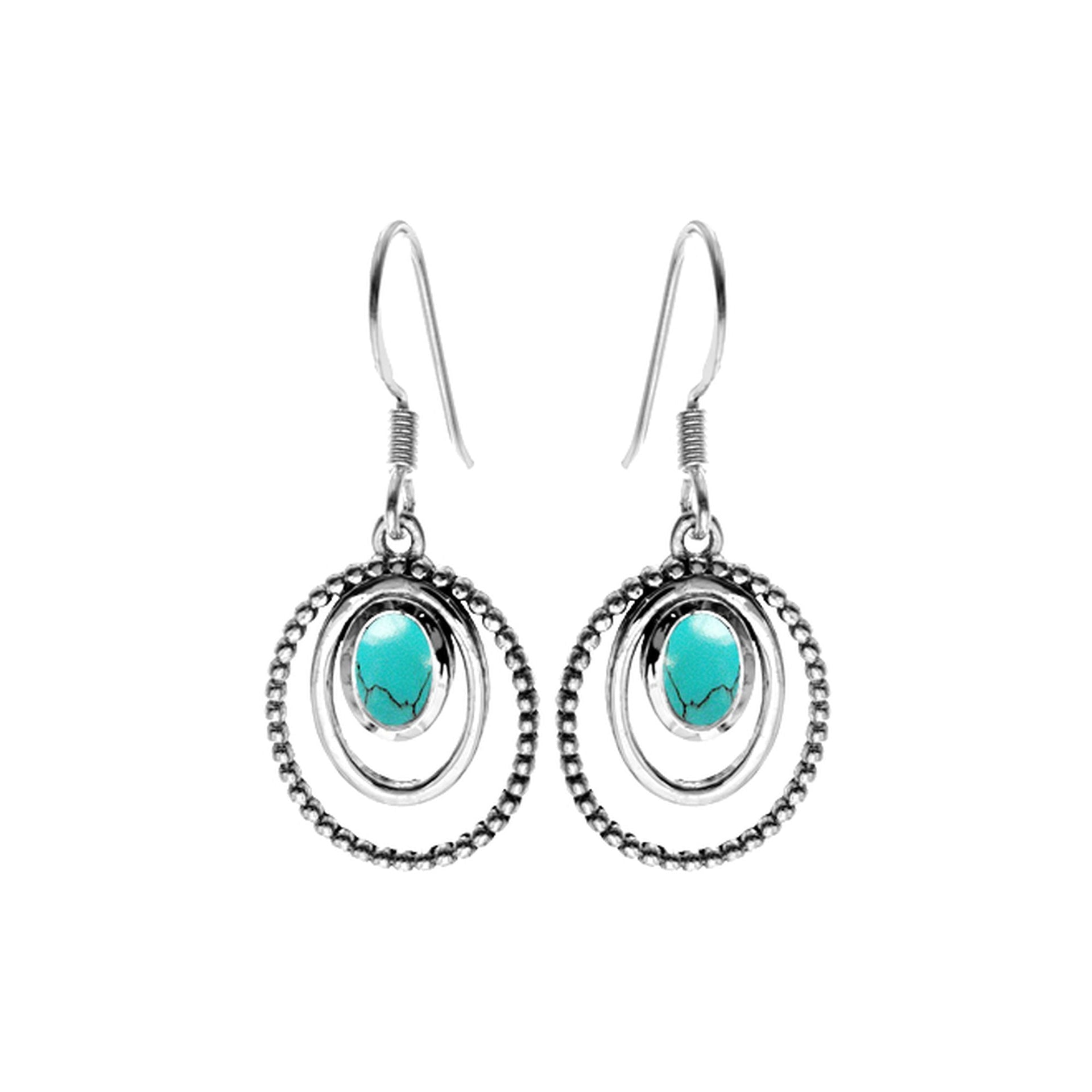 Lola double framed bobble turquoise earrings