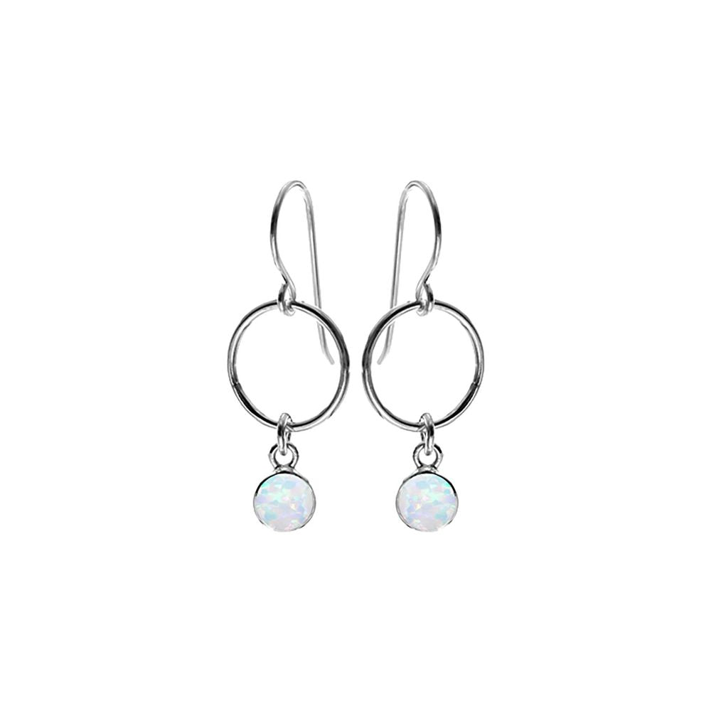 Angelica loop & drop white opal earrings
