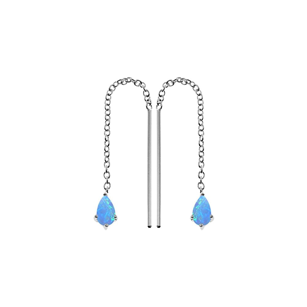Bethan teardrop blue opal pull through earrings
