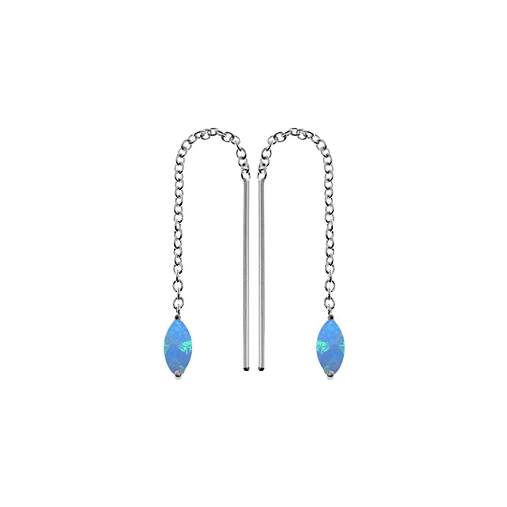 Bethan marquis blue opal pull through earrings