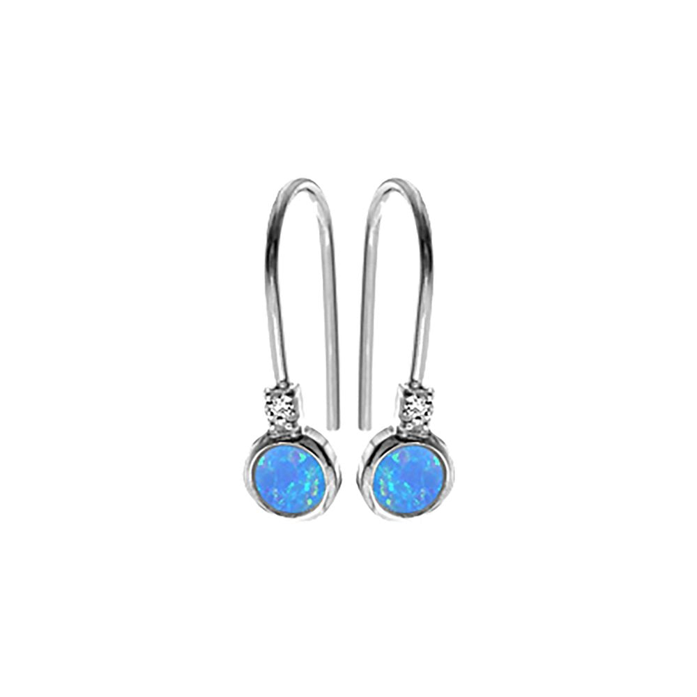 Alexis round blue opal hook earrings