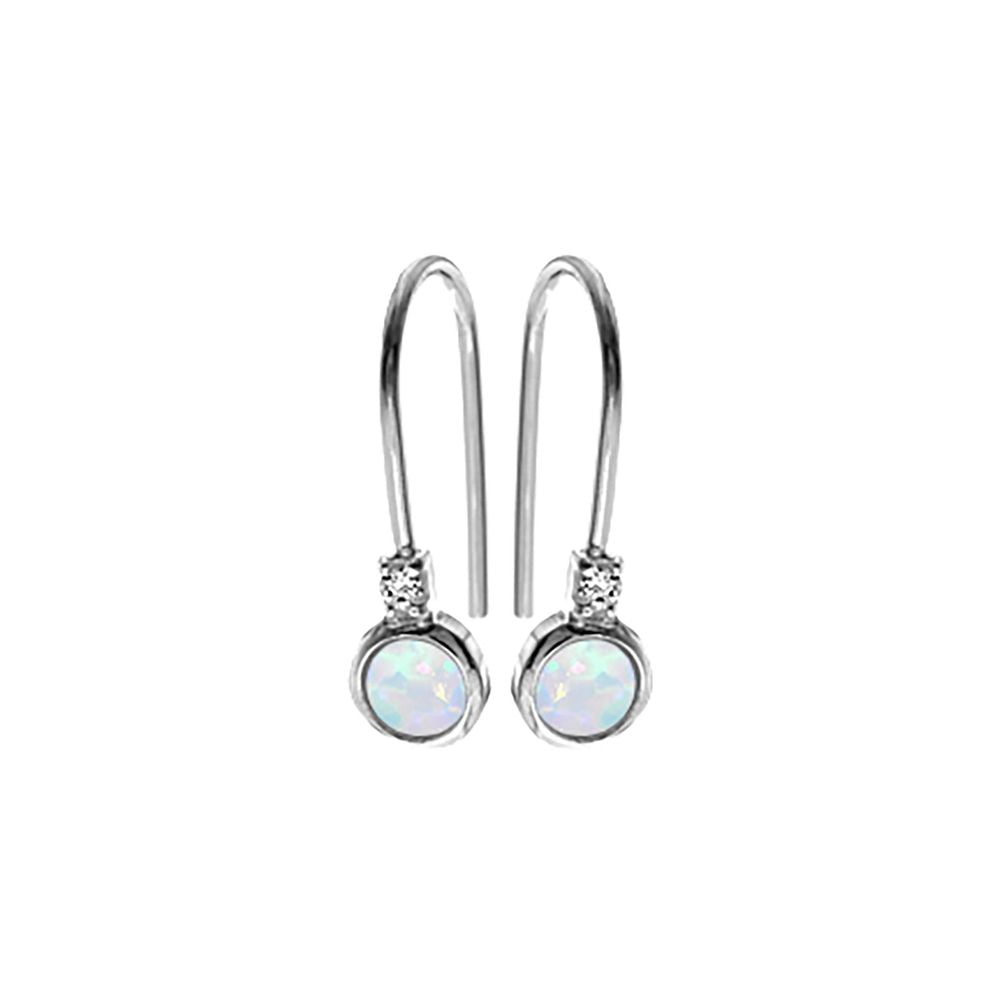 Alexis round white opal hook earrings
