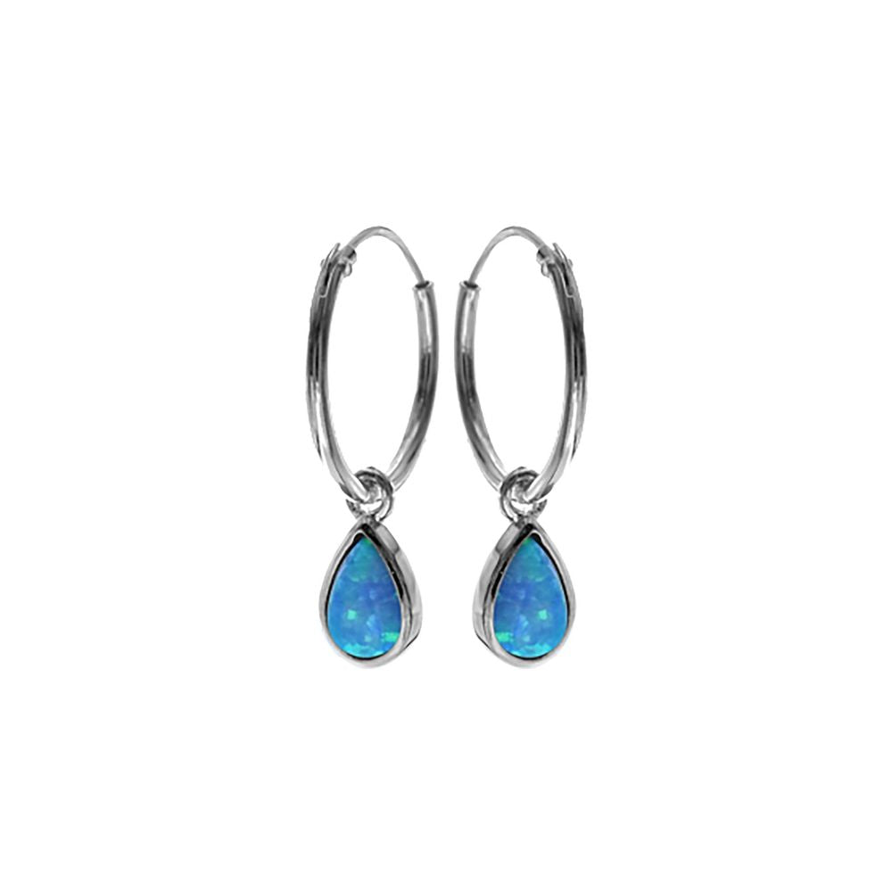 Angelica sleeper hoops teardrop blue opal