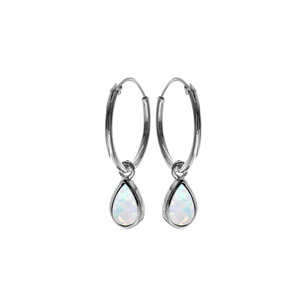 Angelica sleeper hoops teardrop white opal