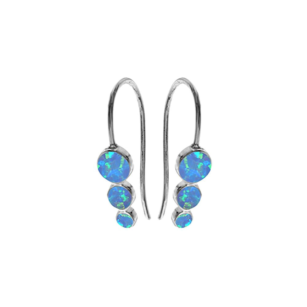 Angelica triple circles blue opal earrings