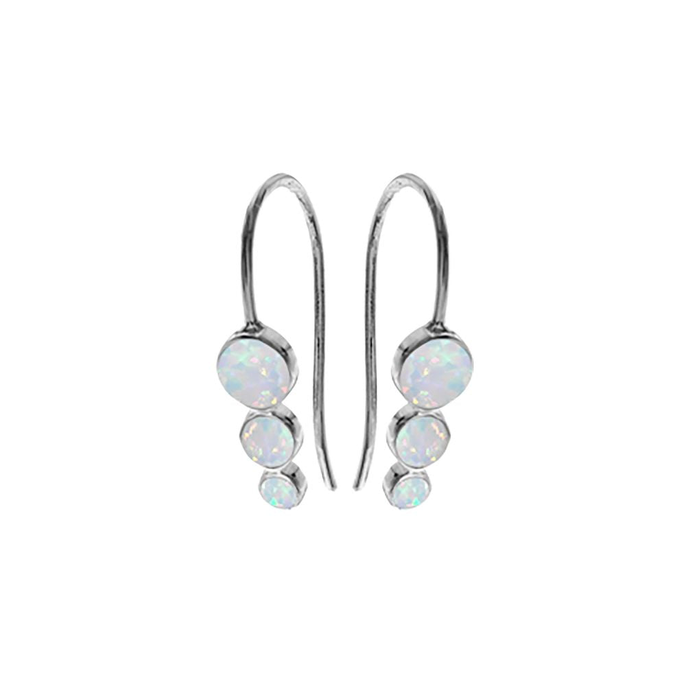 Angelica triple circles white opal earrings