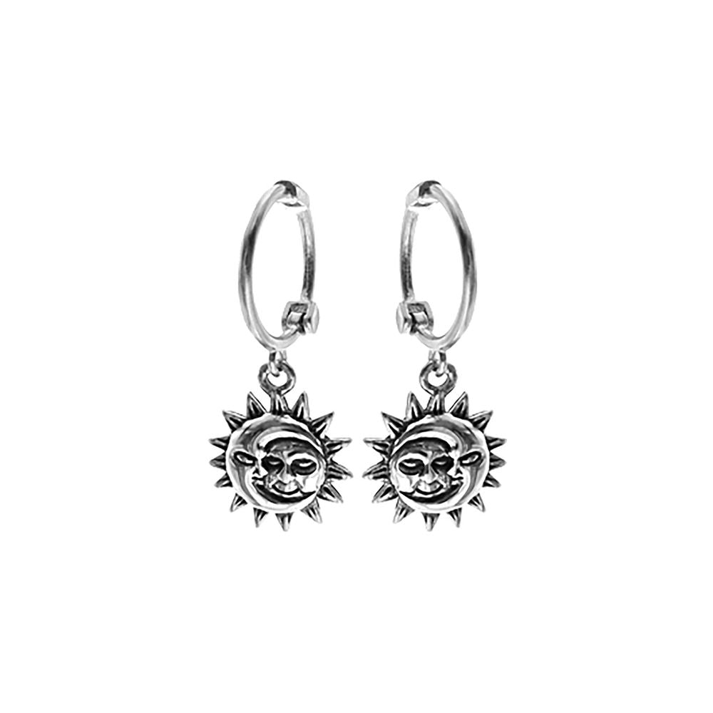 Liana sun & moon face charm hoop earrings