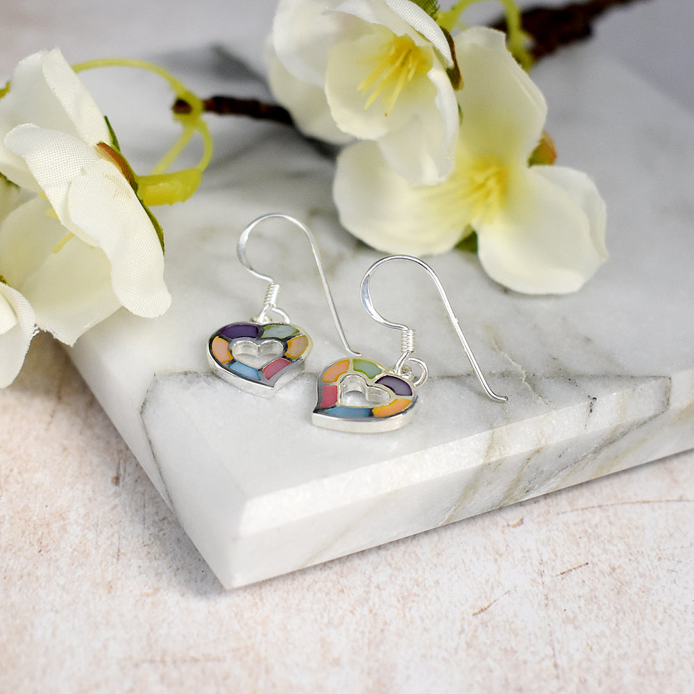 Bronwen mother of pearl open heart earrings